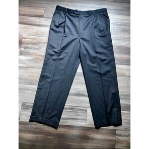 Joseph & Feiss Gold Mens 20x30 Regular Charcoal Gray 100% Wool Pleated Pants